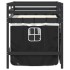 Cama alta niños con cortinas madera pino blanco negro 90x200