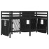 Cama alta niños con cortinas madera pino blanco negro 90x200