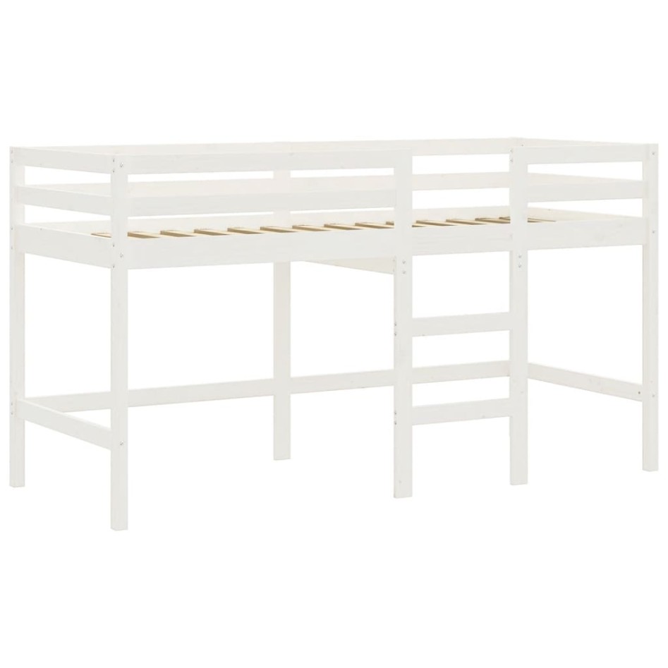 Cama alta niños con túnel madera pino blanco negro 90x190