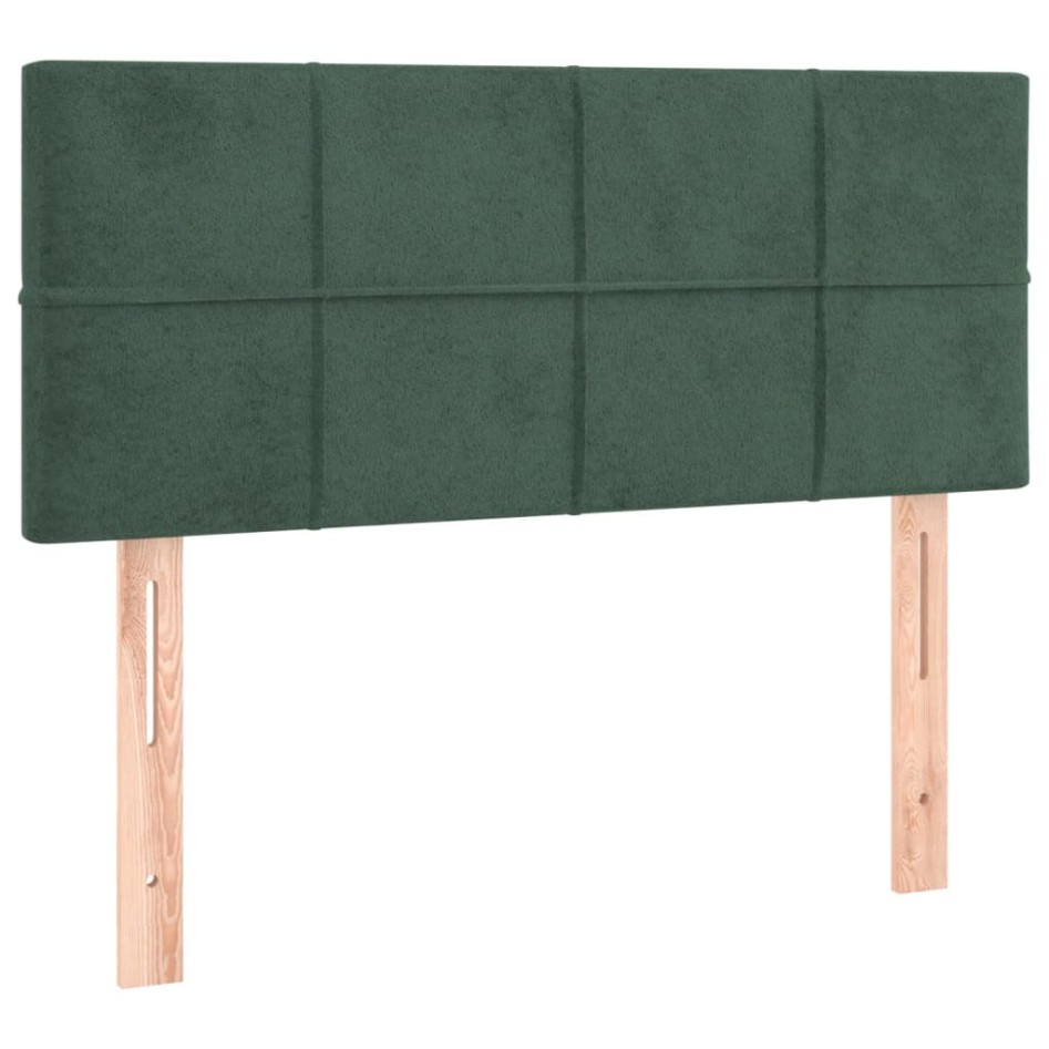 Cama box spring colchón y LED terciopelo verde oscuro