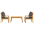 Set de muebles para jardín 3 piezas con cojines madera