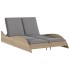 Tumbona con cojines ratán sintético beige 114x205x73