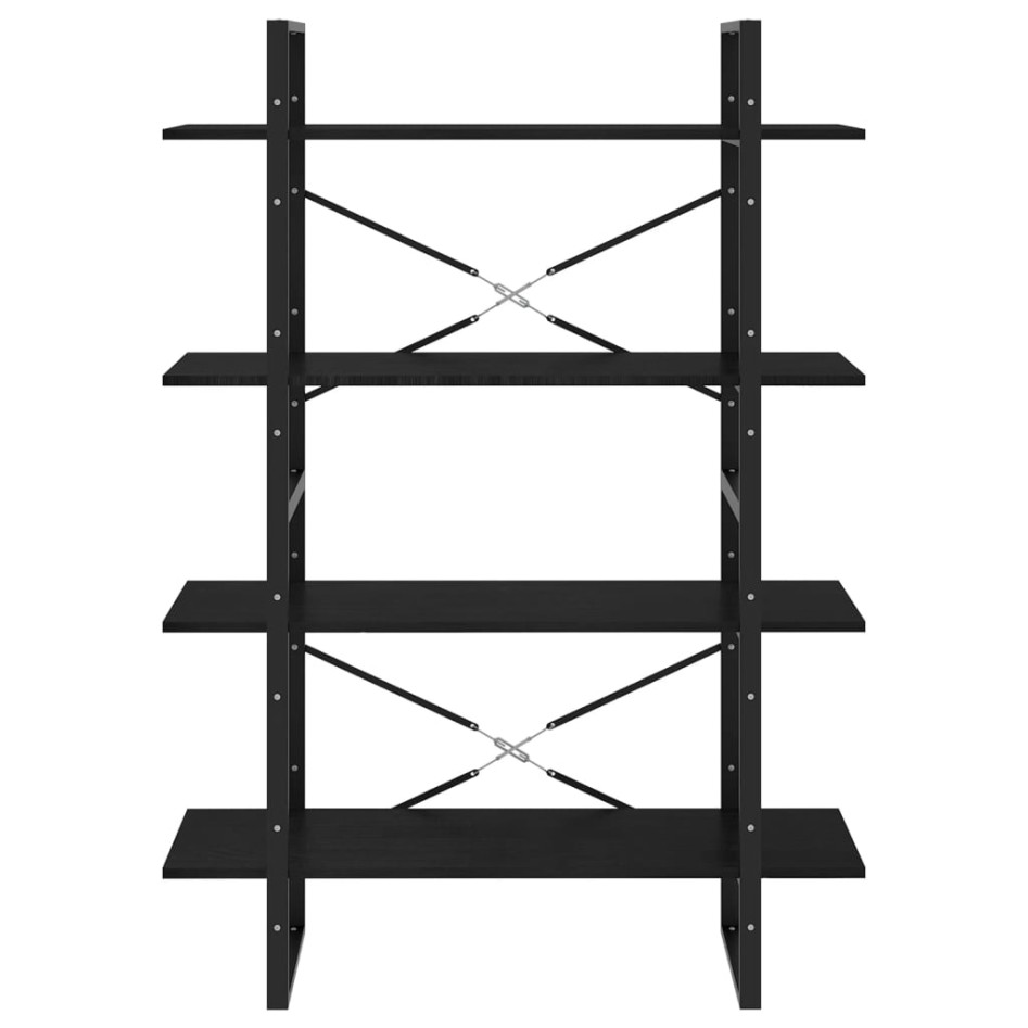 Estantería 4 niveles madera maciza de pino negro 100x30x140