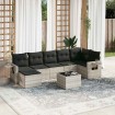 Set de sofás de jardín 8 pzas y cojines ratán sintético gris