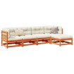 Set de sofás jardín 5 pzas con cojines madera pino marrón cera