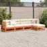 Set de sofás jardín 5 pzas con cojines madera pino marrón