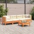 Set de sofás jardín 5 pzas con cojines madera pino marrón
