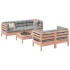 Set de sofás jardín 6 pzas con cojines madera abeto