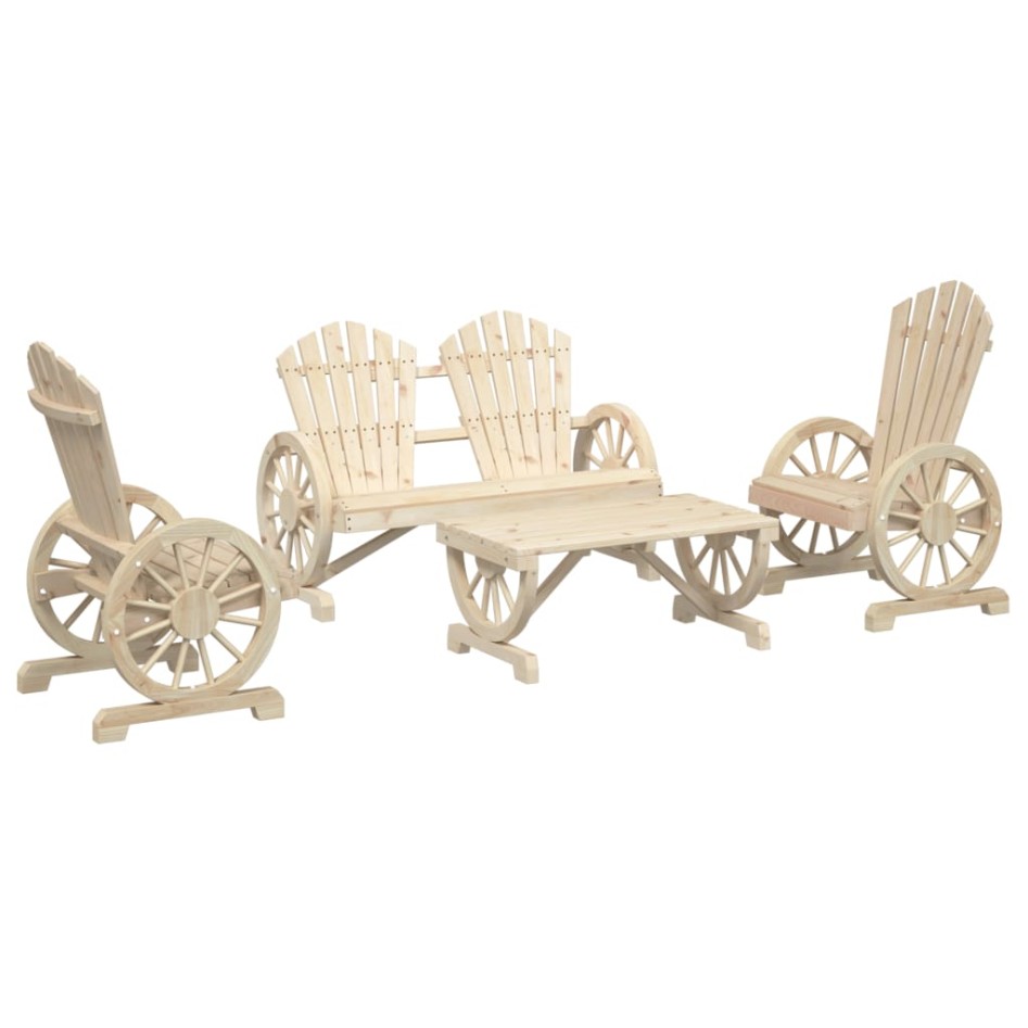 Juego de muebles de jardín 4 piezas madera maciza de