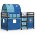 Cama alta para niños con túnel madera pino azul 80x200