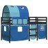 Cama alta para niños con túnel madera pino azul 80x200