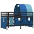 Cama alta para niños con túnel madera pino azul 80x200