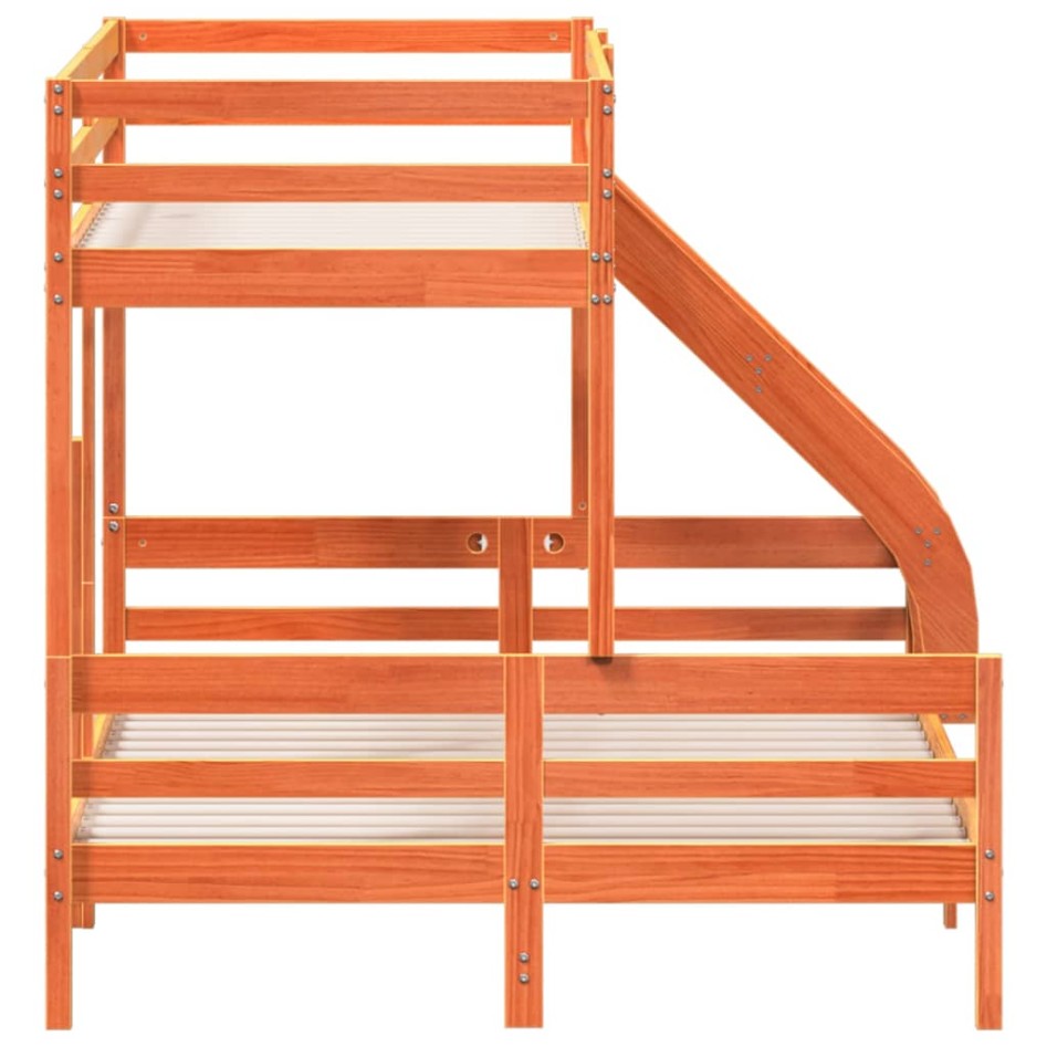 Litera de madera maciza de pino marrón cera 80x200/140x200