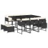 Set de comedor jardín 11 pzas con cojines ratán sintético