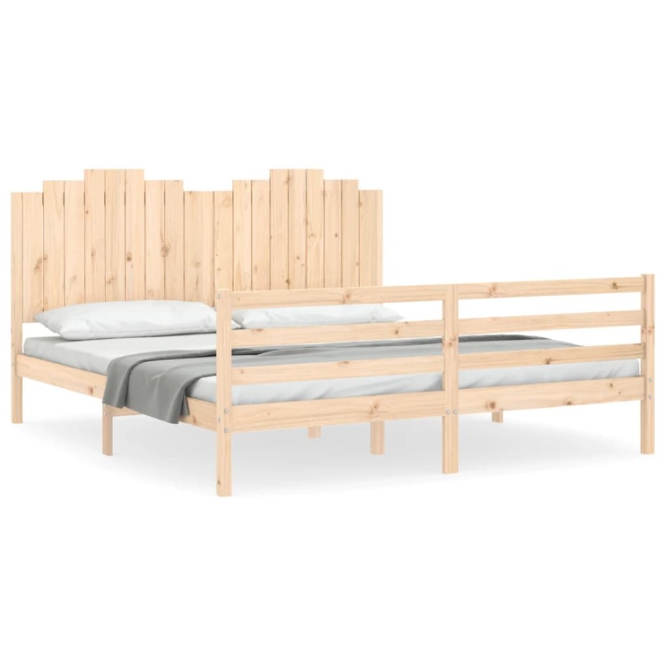 Estructura de cama de matrimonio con cabecero madera