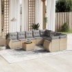 Set de sofás de jardín 9 pzas con cojines ratán sintético beige