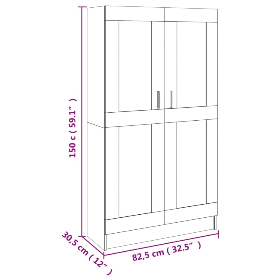 Armario de libros contrachapada color roble 82,5x30,5x150