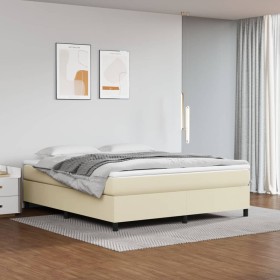 Estructura de cama sin colchón cuero sintético crema 180x200