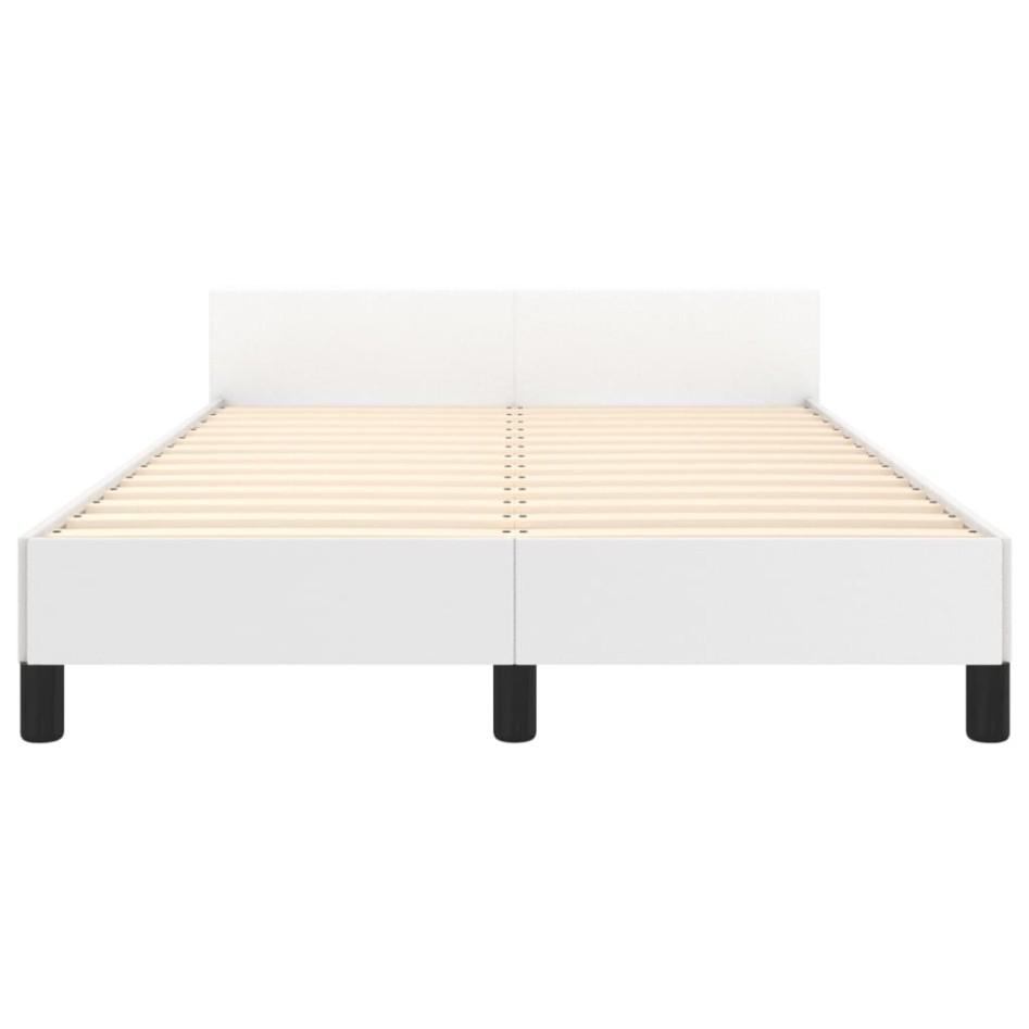 Estructura de cama sin colchón cuero sintético blanco
