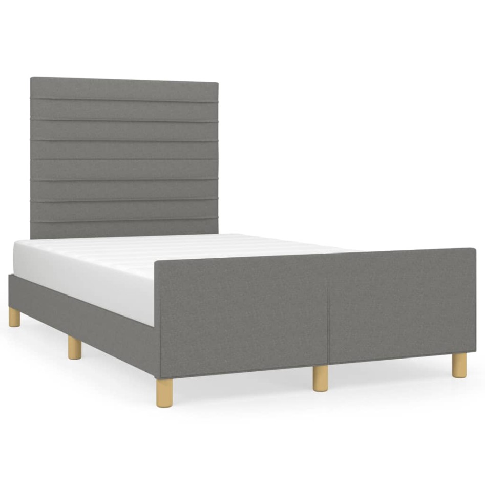 Estructura de cama sin colchón tela gris oscuro 120x190