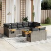 Set de sofás de jardín 10 pzas con cojines ratán sintético gris