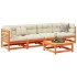 Set de sofás jardín 5 pzas con cojines madera pino marrón