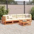 Set de sofás jardín 5 pzas con cojines madera pino marrón