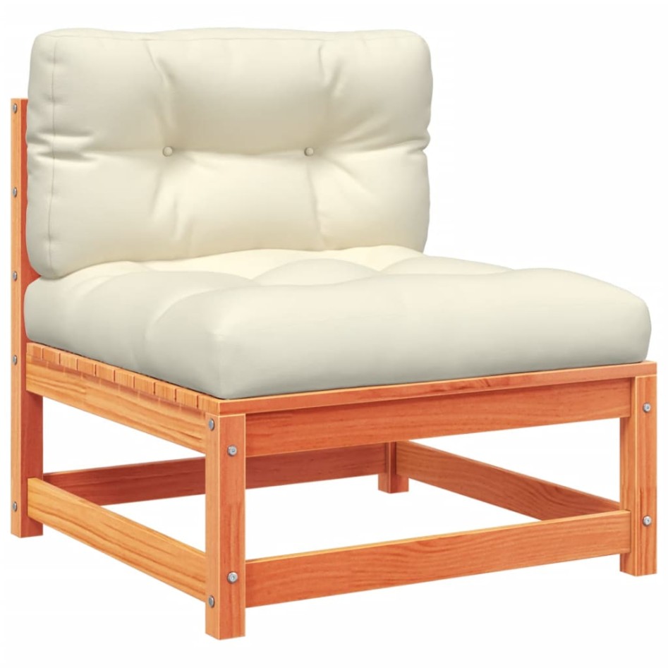 Set de sofás jardín 5 pzas con cojines madera pino marrón