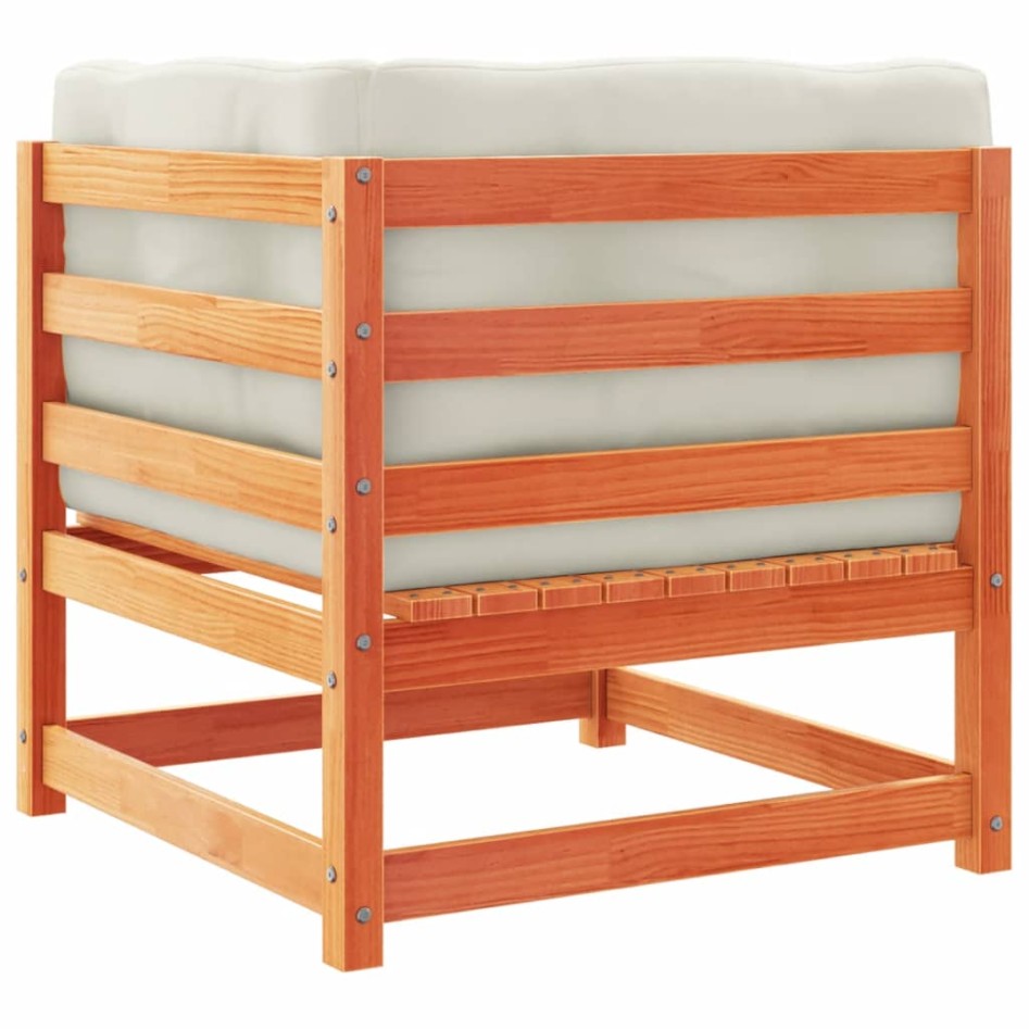 Set de sofás jardín 5 pzas con cojines madera pino marrón