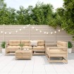 Juego de muebles de jardín 6 pzas y cojines madera maciza pino