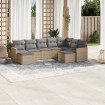 Juego de sofás jardín con cojines beige mezcla 9 pzas ratán PE