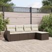 Set comedor de jardín 5 piezas y cojines ratán sintético marrón