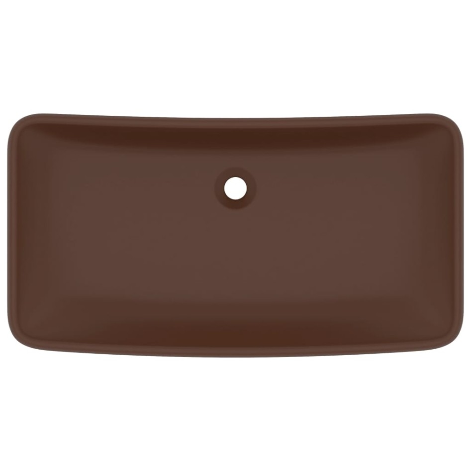 Lavabo de lujo cerámica rectangular marrón oscuro mate 71x38