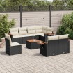 Set de sofás de jardín 8 piezas y cojines ratán sintético negro