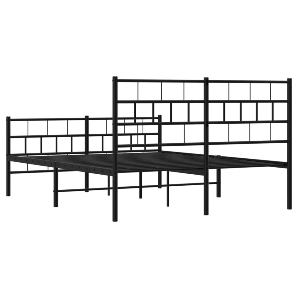 Estructura de cama con cabecero y pie metal negro 120x190