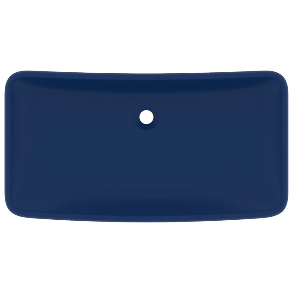 Lavabo rectangular de lujo cerámica azul oscuro mate 71x38