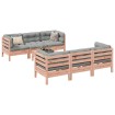 Set de sofás jardín 7 pzas con cojines madera abeto Douglas