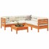 Set de sofás jardín 6 pzas con cojines madera pino marrón