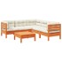 Set de sofás jardín 6 pzas con cojines madera pino marrón