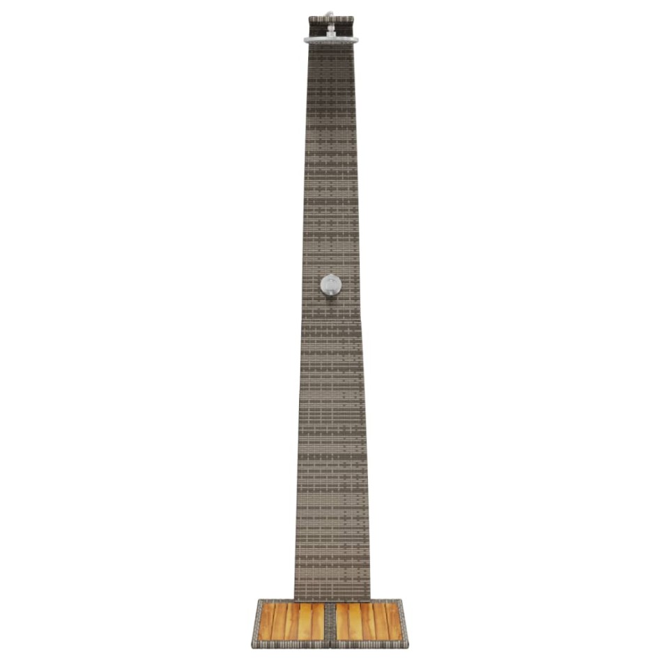 Ducha de exterior ratán PE y madera acacia gris 55x60x224