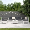 Set muebles jardín 6 pzas con cojines madera maciza pino blanco