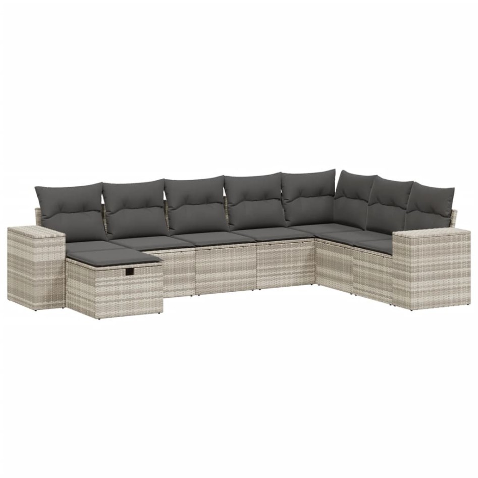 Set de sofás de jardín 8 pzas y cojines ratán sintético