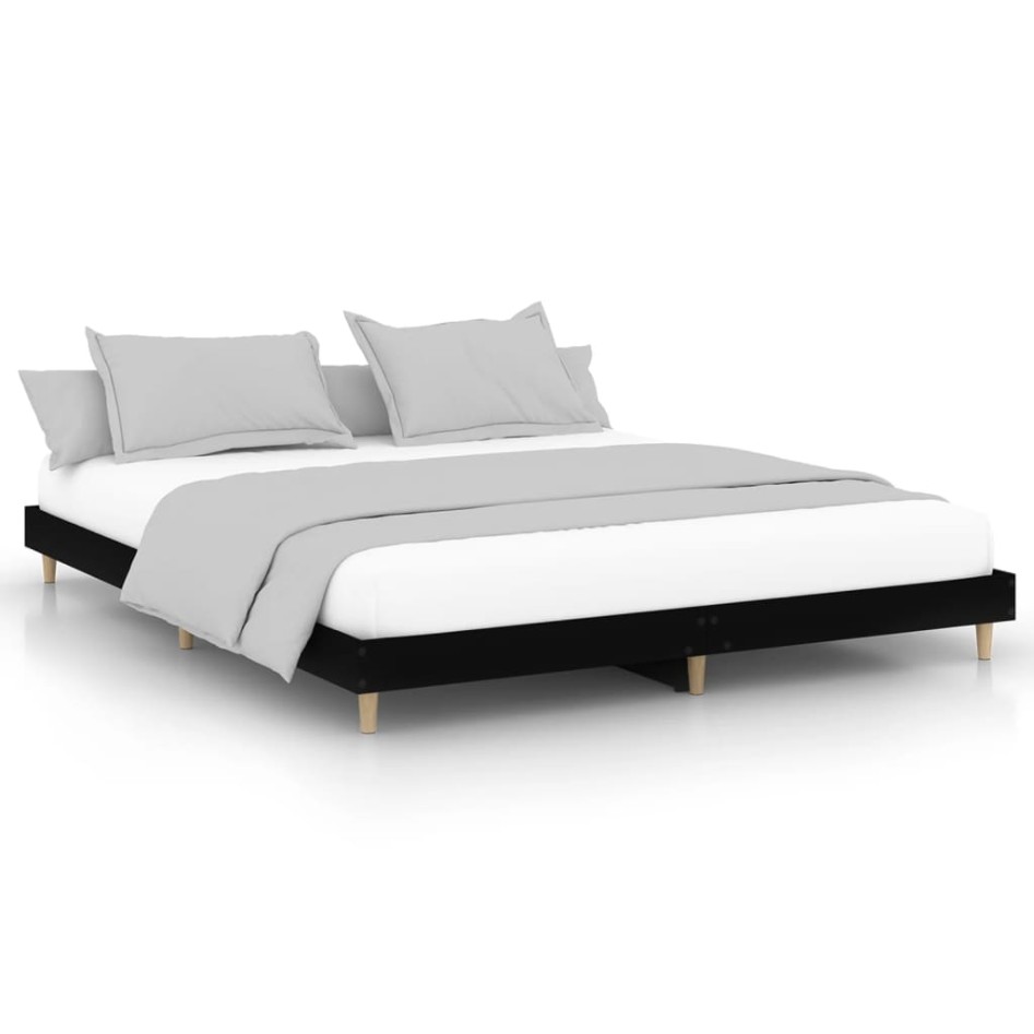 Cama sin colchón negro 180x200 cm madera de