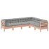 Set de sofás jardín 6 pzas con cojines madera abeto