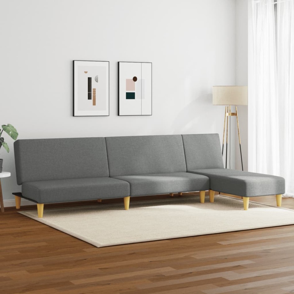 Juego de sofás 2 piezas tela gris