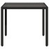 Mesa de jardín superficie de vidrio ratán PE negro 90x90x75