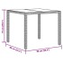 Mesa de jardín superficie de vidrio ratán PE negro 90x90x75