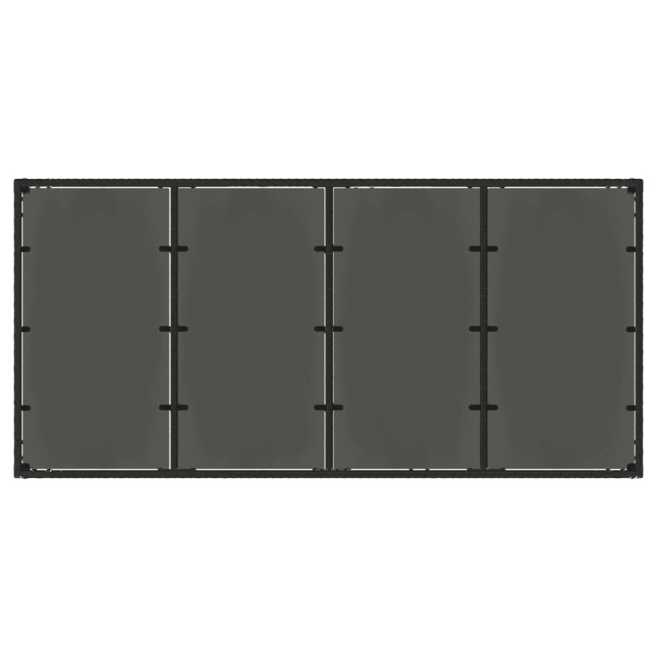 Mesa de jardín superficie de vidrio ratán PE negro 190x90x75