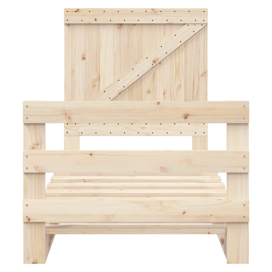 Estructura de cama con cabecero madera maciza de pino 90x200