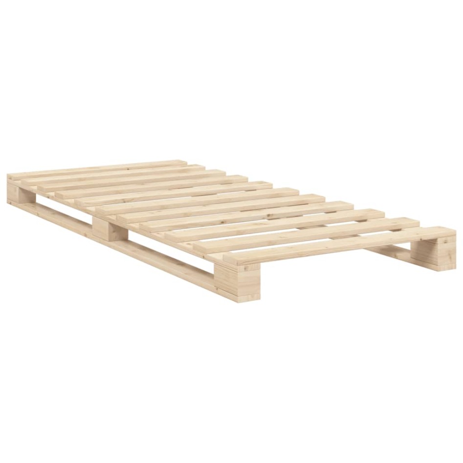 Estructura de cama con cabecero madera maciza de pino 90x200
